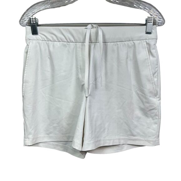 Nike Womens Dri Fit Shorts Standard Fit Stretch Drawstring Mesh Pockets White S - Picture 1 of 5